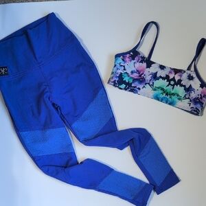 Kandi Kouture Dancewear Floral and Blue Legging+Sports Bra Set CM 5/6